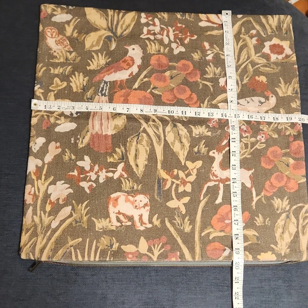Pair Of West Elm Olive Green  Animal Birds Print Decorative Pillow Cover 20